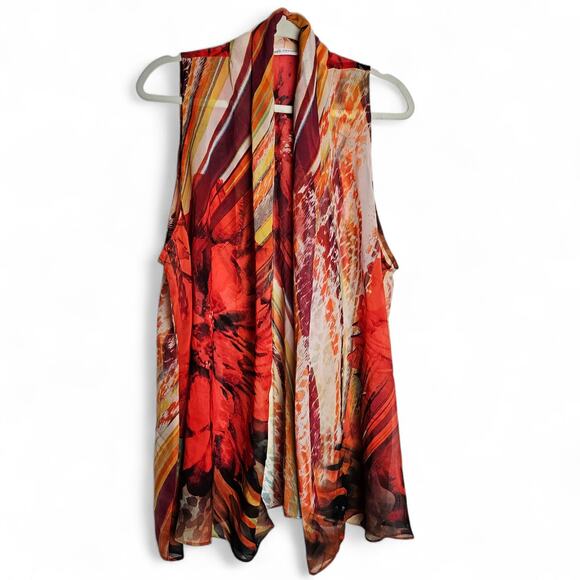 Susan Graver Womens Boho Artsy Floral Long Kimono Cover-Up Cardigan Top Size 2X - Picture 1 of 10